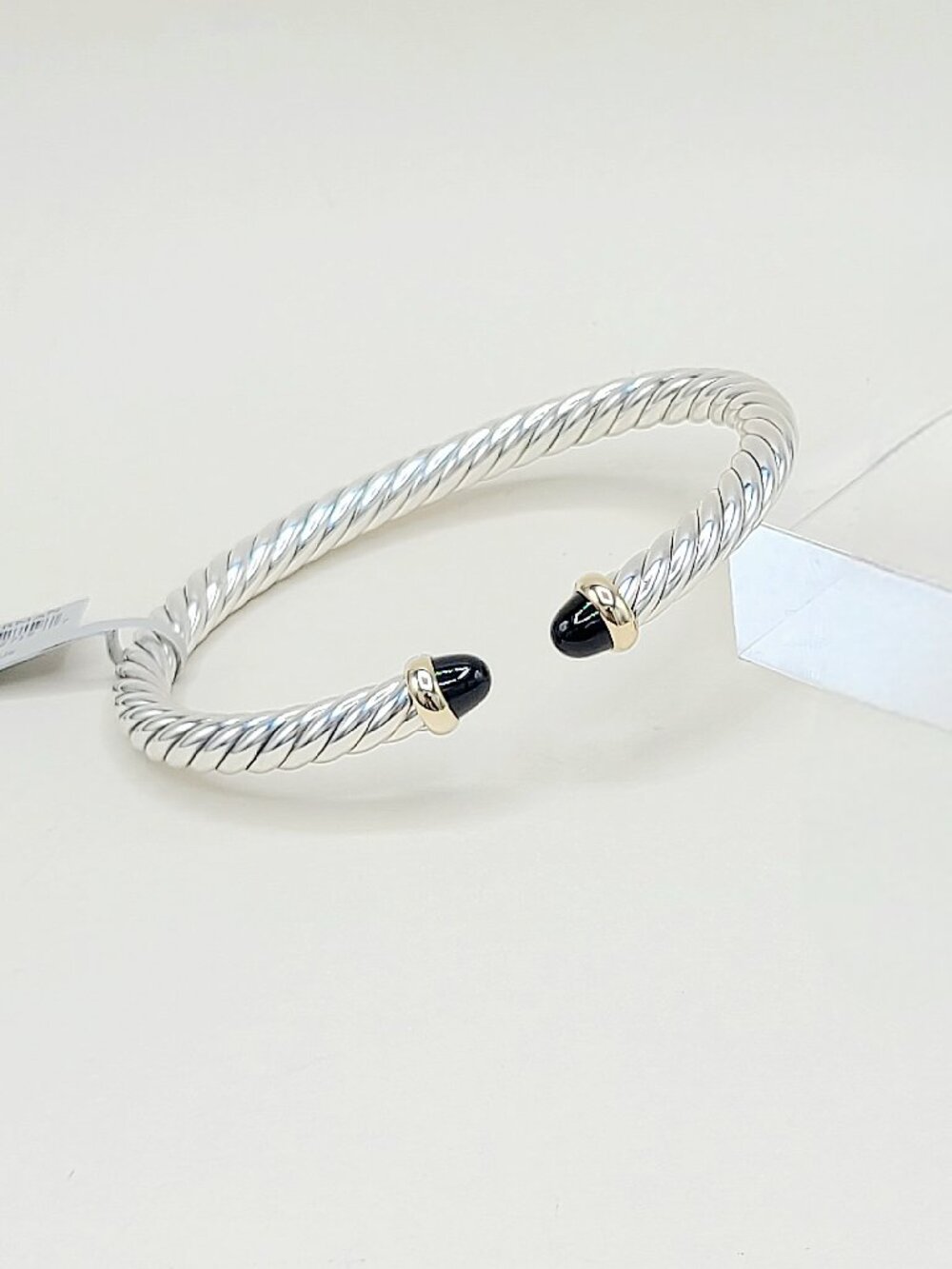 NWT David Yurman Cable Flex Bracelet w/ Black Onyx & 14K Yellow Gold - Sz Large